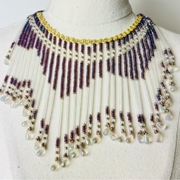 Vintage Gorgeous Beaded Lampshade Necklace - Picture 2 of 9